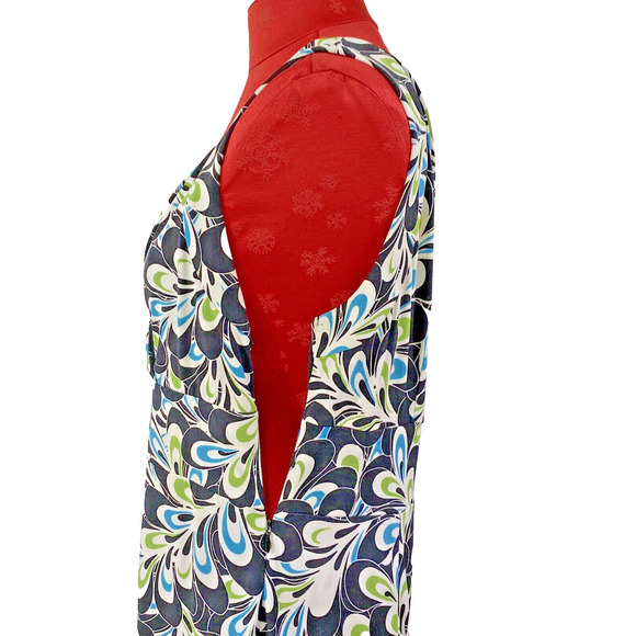 Loft Sexy Black Floral Cocktail Dress Mod Green Blue Flowers Sz 12 Plunge Neck - Picture 5 of 9